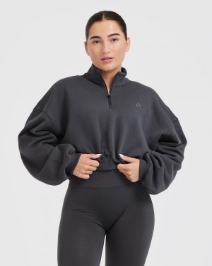 Oner Active All Day Cosy Crop 1/4 Zip Sweatshirts Sort | 583-IXZKVB