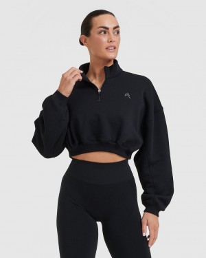 Oner Active All Day Cosy Crop 1/4 Zip Sweatshirts Sort | 604-VAFZYD