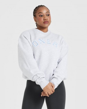 Oner Active All Day Varsity Oversized Sweatshirts Lysegrå | 018-PNTJOF