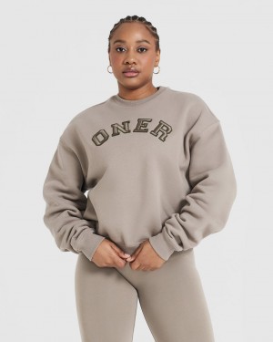 Oner Active All Day Varsity Oversized Sweatshirts Grå | 697-JGHFEM