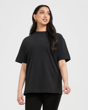 Oner Active Classic Mirror Grafisk Oversized T Shirts Sort | 875-MOREBL