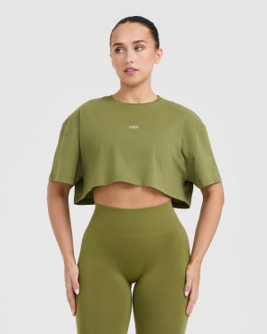 Oner Active Classic Oner Grafisk Crop Lette T Shirts Olivengrøn Grøn | 491-QLOSEI