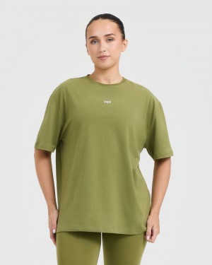 Oner Active Classic Oner Grafisk Oversized Lette T Shirts Olivengrøn Grøn | 690-HYTNER