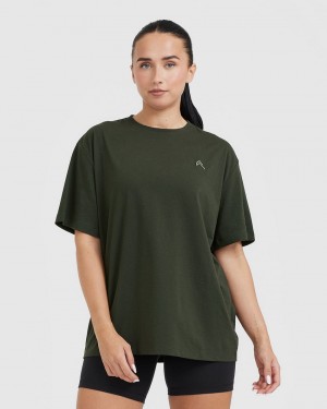 Oner Active Classic Oversized Lette T Shirts Khaki | 650-WAVNFS