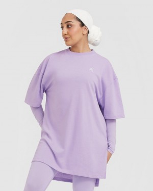 Oner Active Classic Oversized Longline T Shirts Lilla | 601-HXWCIL