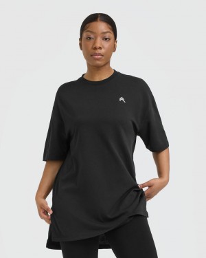 Oner Active Classic Oversized Longline T Shirts Sort | 658-HBJVPL