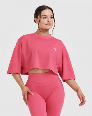 Oner Active Classic Relaxed Crop Lette T Shirts Lyserød | 897-BUJAYV