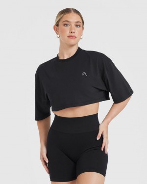 Oner Active Classic Relaxed Crop Lette T Shirts Sort | 638-NCWZPM