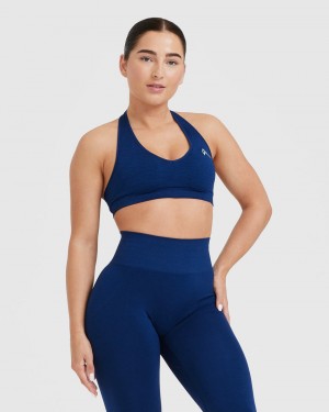 Oner Active Classic Seamless 2.0 Halter Neck Bralette Sports Bras Blå | 125-WVQLOM