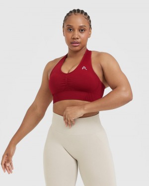 Oner Active Classic Seamless 2.0 V-Neck Bralette Sports Bras Rød Bordeaux | 134-AFRNLO