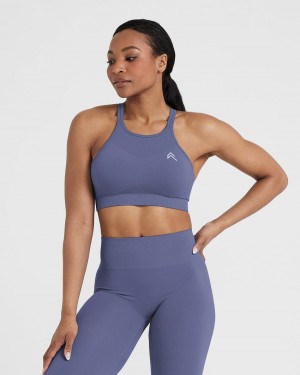 Oner Active Effortless Seamless High Neck Bralette Sports Bras Blå | 680-FRZEPY