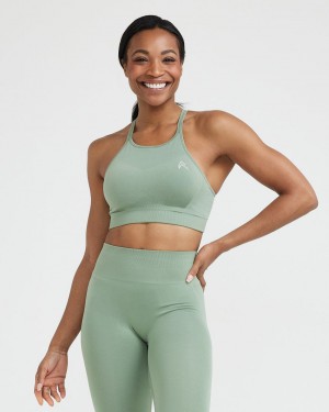 Oner Active Effortless Seamless High Neck Bralette Sports Bras Olivengrøn | 105-SDPVBC