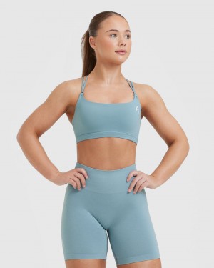 Oner Active Everyday Cross Over Bralette Sports Bras Grå Blå | 324-GCWIEX