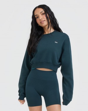 Oner Active Foundations Crop Sweatshirts Blå | 362-IYRJOH