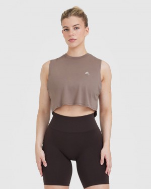 Oner Active Go To Muscle Crop T Shirts Brune | 481-OYLKSU