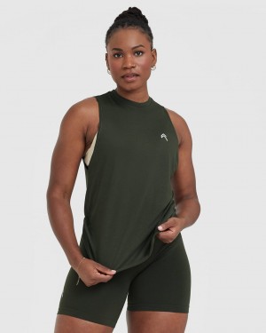 Oner Active Go To Muscle T Shirts Khaki Grøn | 138-QRGYCO