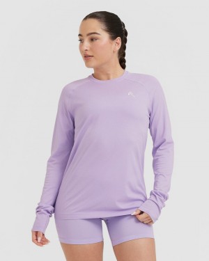 Oner Active Go To Seamless Loose Long Sleeve T Shirts Lilla | 264-QJBXNW