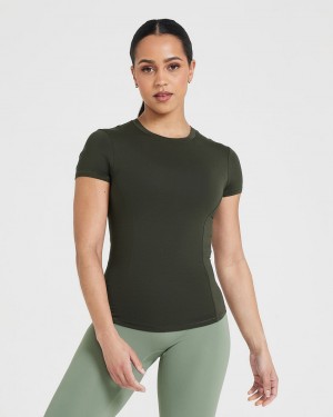 Oner Active Mellow Soft Kort Sleeve T Shirts Khaki | 820-WTFBED