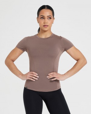 Oner Active Mellow Soft Kort Sleeve T Shirts Brune | 351-PJFGYB