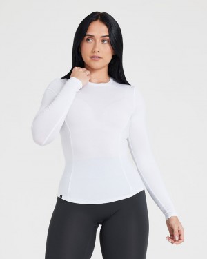 Oner Active Mellow Soft Long Sleeve T Shirts Hvide | 894-EHNPLV