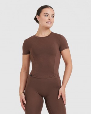 Oner Active Mellow Soft Mid Kort Sleeve T Shirts Brune | 179-GYBECO