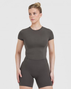 Oner Active Mellow Soft Mid Kort Sleeve T Shirts Dyb Grå Brune | 186-OMKTGV