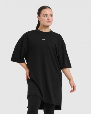 Oner Active Raising The Bar Grafisk Longline T Shirts Sort | 421-IVRKQH