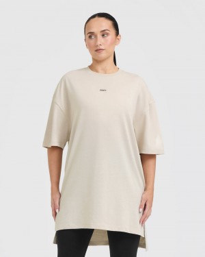 Oner Active Raising The Bar Grafisk Longline T Shirts Brune | 173-NUJFKO