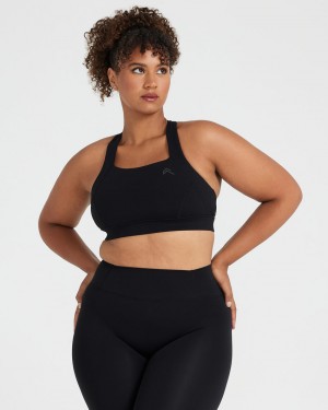 Oner Active Timeless Brede Páskové Sports Bras Sort | 683-WTYBRJ