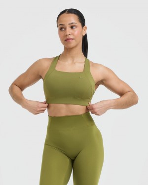 Oner Active Timeless Brede Páskové Sports Bras Olivengrøn Grøn | 624-PLFBUK