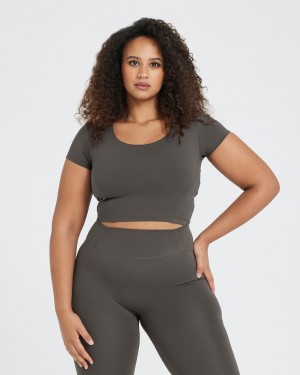 Oner Active Timeless Crop Kort Sleeve Tee T Shirts Dyb Grå Brune | 613-ZLXRUK