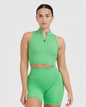 Oner Active Timeless Half Zip Crop Tank T Shirts Grøn | 860-YTHGKP