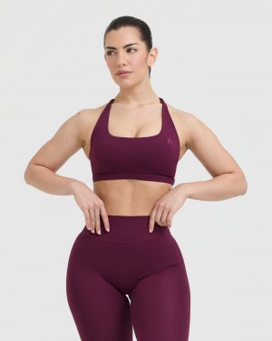 Oner Active Timeless Square Neck Sports Bras Bordeaux | 519-URHBFW