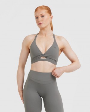 Oner Active Unified Twist Sports Bras Grå | 728-MCXWJK