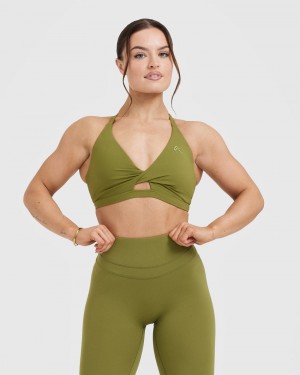 Oner Active Unified Twist Sports Bras Olivengrøn Grøn | 768-KDRNFX