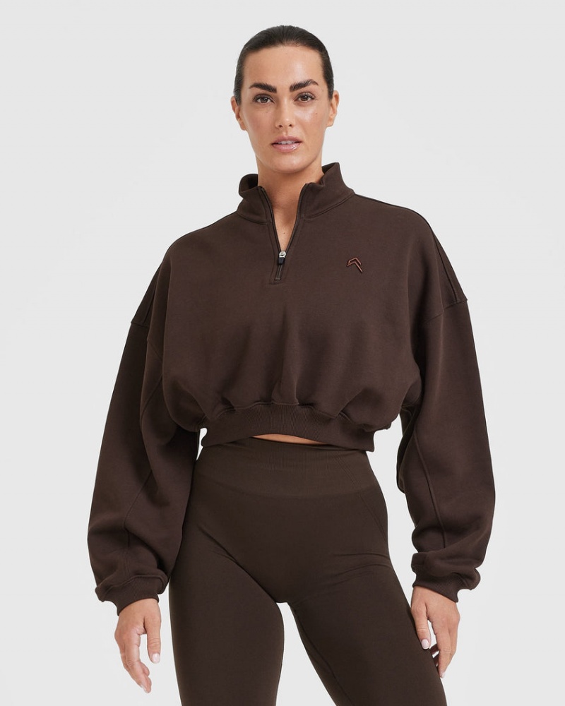 Oner Active All Day Cosy Crop 1/4 Zip Sweatshirts Grå | 503-XGWJUM