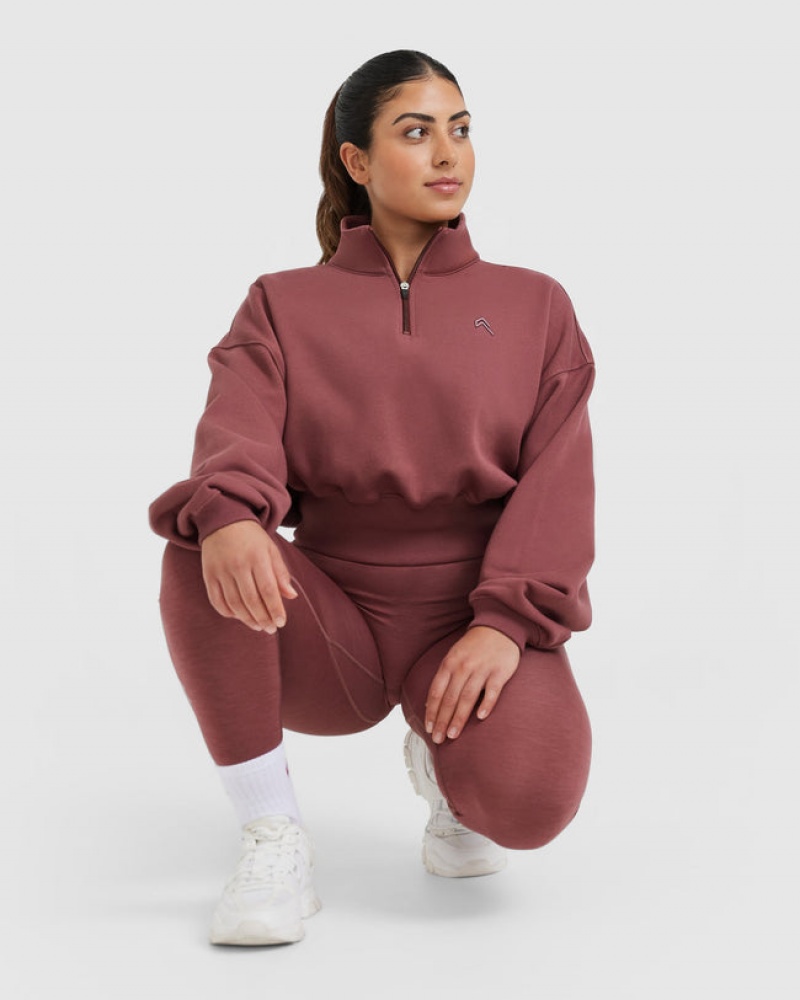 Oner Active All Day Crop 1/4 Zip Sweatshirts Lyserød | 710-MPIDLA