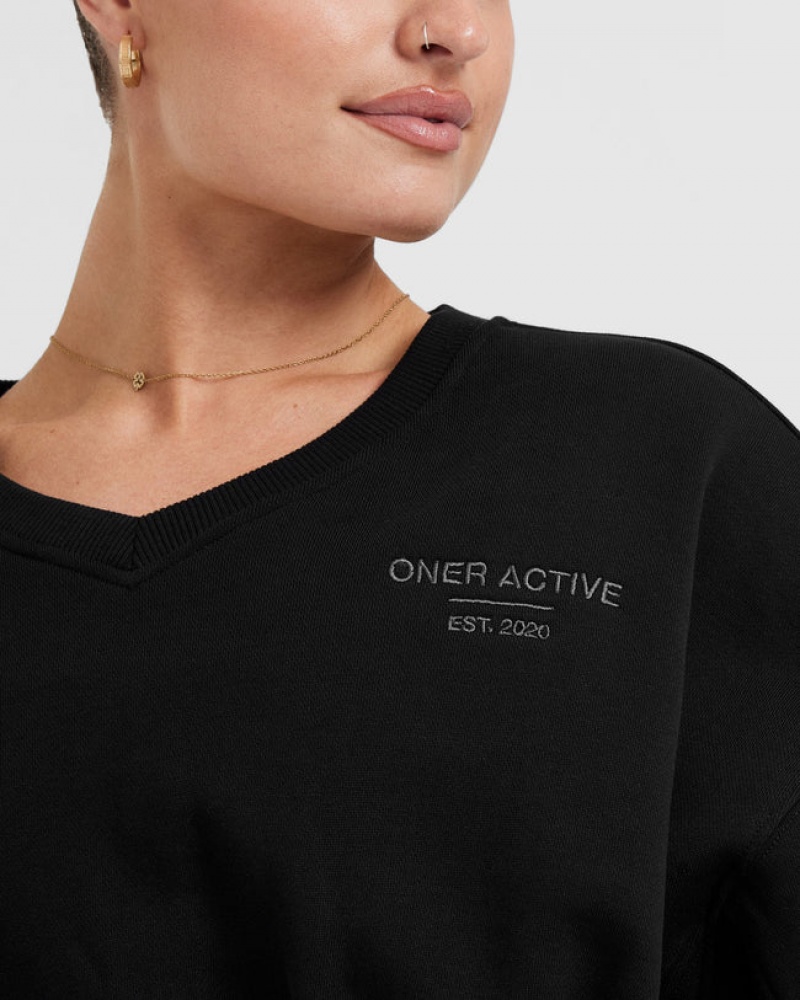 Oner Active All Day Est 2020 Crop V-Neck Sweatshirts Sort | 901-AEXUCY