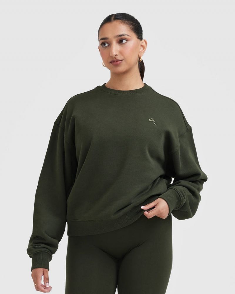 Oner Active All Day Lette Oversized Sweatshirts Khaki | 657-DQJEZS