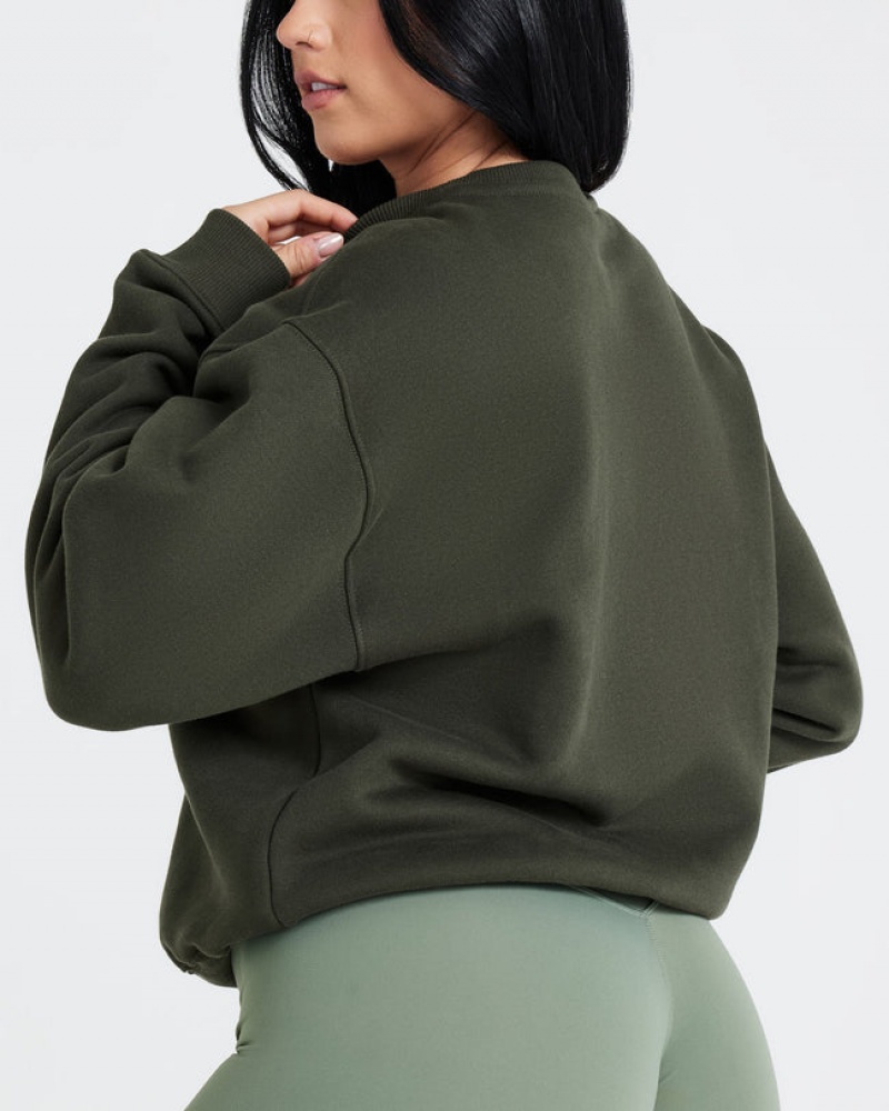 Oner Active All Day Oversized Sweatshirts Khaki | 038-AWEJOY