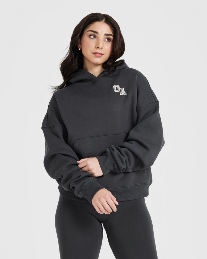 Oner Active All Day Varsity Oversized Hættetrøje Sort | 568-IVJEBZ