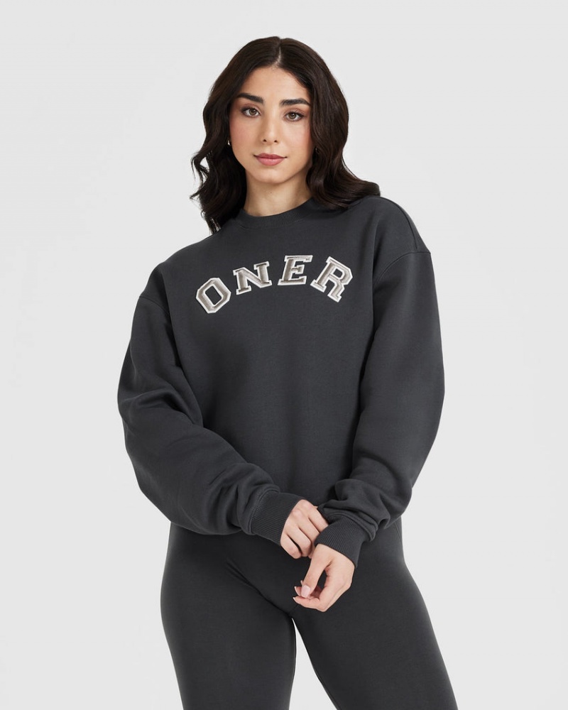 Oner Active All Day Varsity Oversized Sweatshirts Sort | 912-CQEDVH