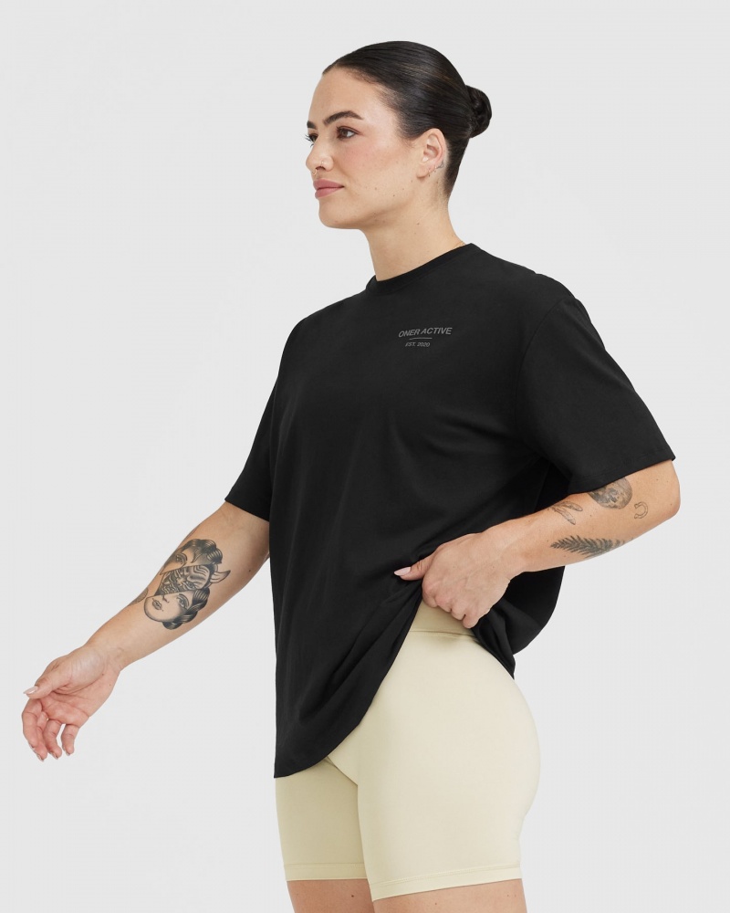 Oner Active Classic Lifters Grafisk Oversized Lette T Shirts Sort | 890-XILMYU