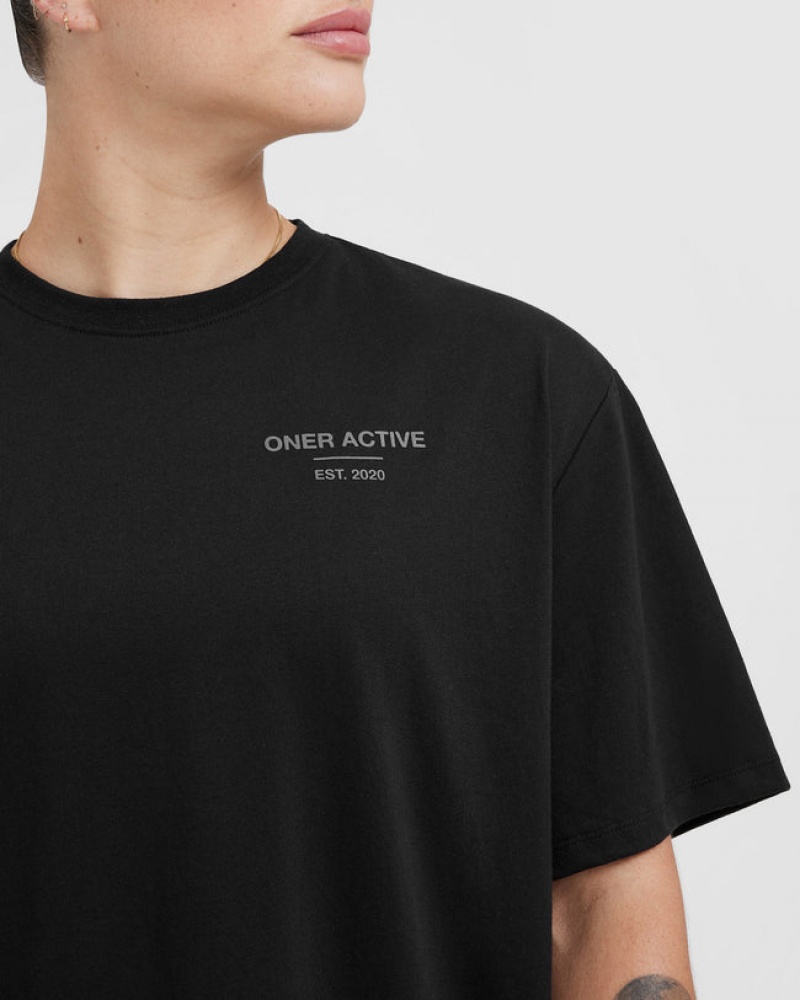 Oner Active Classic Lifters Grafisk Oversized Lette T Shirts Sort | 890-XILMYU