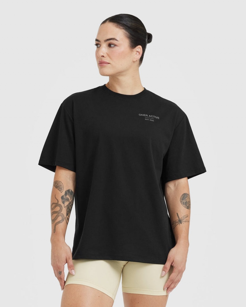 Oner Active Classic Lifters Grafisk Oversized Lette T Shirts Sort | 890-XILMYU