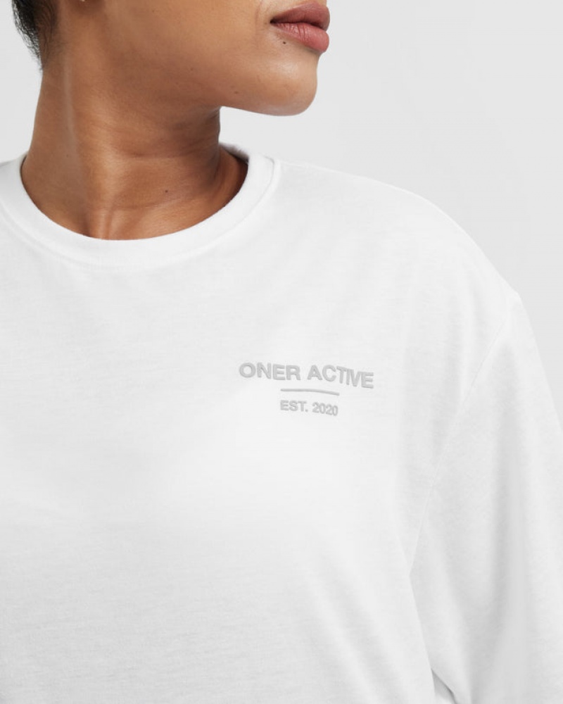 Oner Active Classic Lifters Grafisk Oversized Lette T Shirts Hvide | 319-JKNLQU