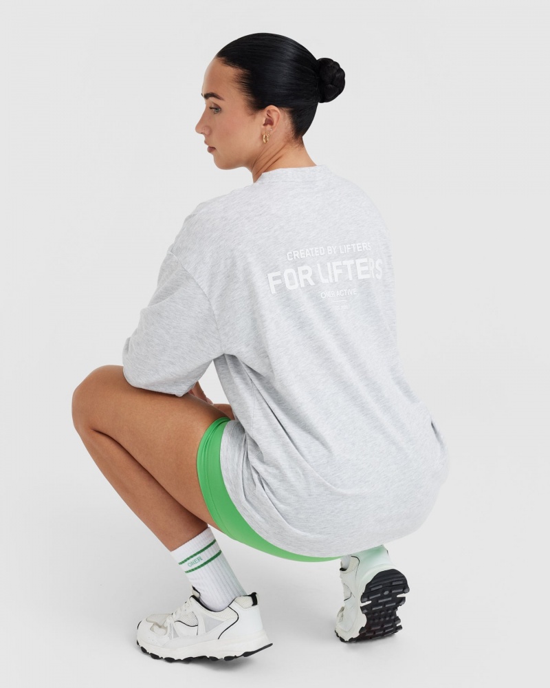 Oner Active Classic Lifters Grafisk Oversized Lette Long Sleeve T Shirts Lysegrå | 290-KCVIOA