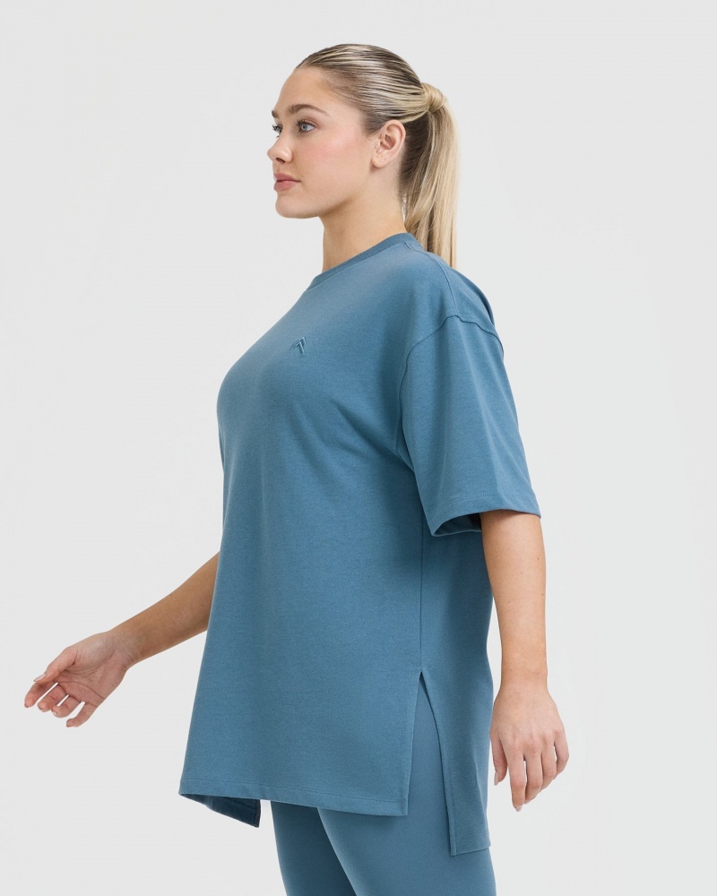 Oner Active Classic Longline T Shirts Blå | 163-TDIQKF