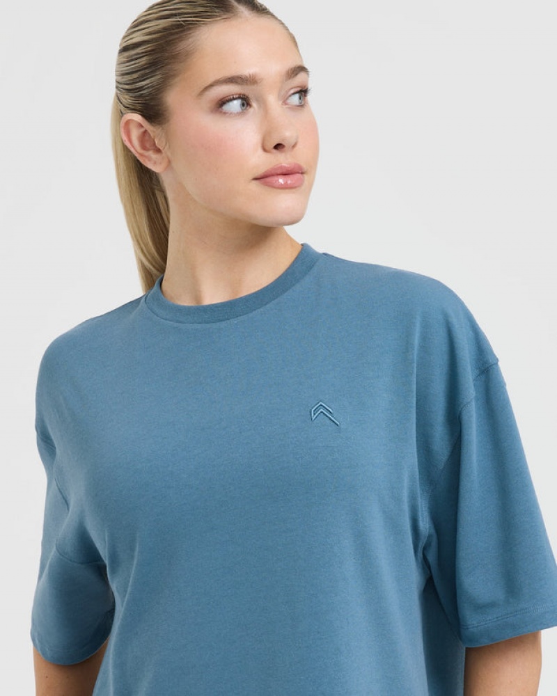 Oner Active Classic Longline T Shirts Blå | 163-TDIQKF