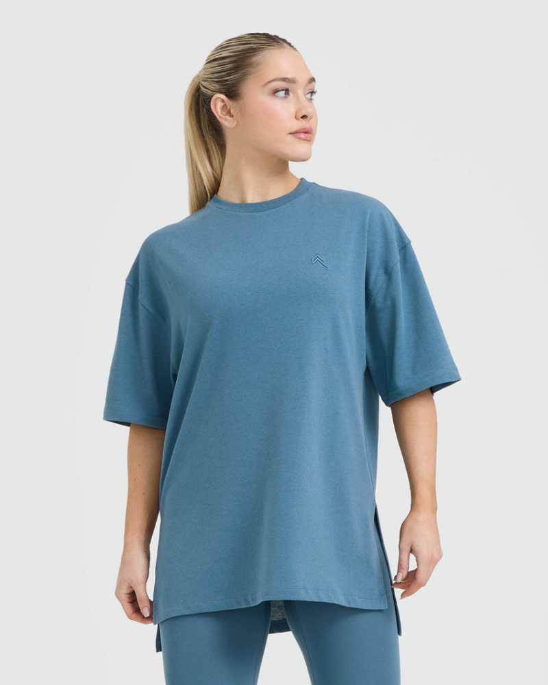 Oner Active Classic Longline T Shirts Blå | 163-TDIQKF